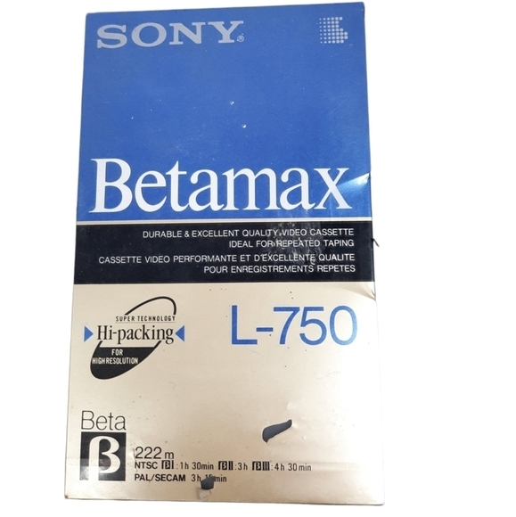 NWT Sony Beta‎ Max Blank Tape Highgrade Cassette Tape L-750 Dynamicron Vintage - Picture 1 of 6